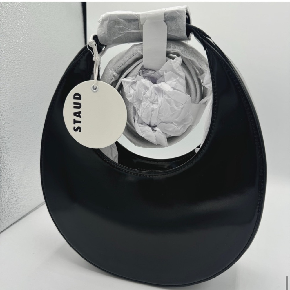 NWT Staud Mini Moon Purse in Polished Black Leather, Crossbody Bag , Brand NEW - Picture 13 of 16